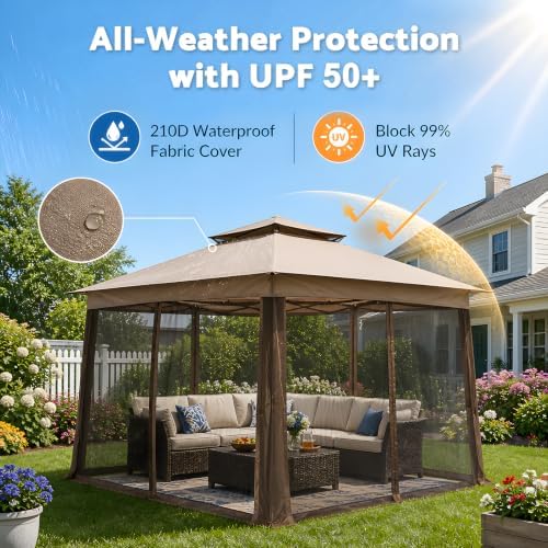 11x11 Pop Up Gazebo with Mosquito Netting, Outdoor Canopy, alternate view 6