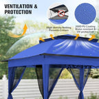 11x11 Pop Up Gazebo with Netting, Outdoor Gazebo, Blue in Blue, alternate view 4