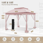 11x11 Pop Up Gazebo with Netting, Outdoor Gazebo, Pink in Pink, alternate view 2