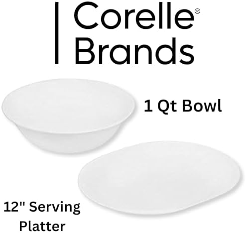 12-1/4-Inch Serving Platter, Winter Frost White Serving Bowl, Winter Frost White - Bundle Set of 2 (1 Serving, alternate view