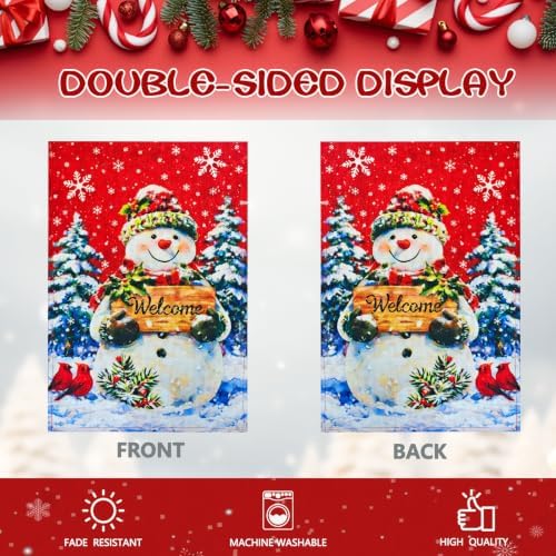 12×18 Christmas Snowman Garden Flag, alternate view 3
