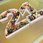 12.2" Fillable Cardboard Number Serving Tray Cut Out Charcuterie Sweet Food Decorative Paper Mache Box (1) in, alternate view