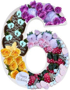 12.2inch Fillable Cardboard Number Serving Tray Cut Out Charcuterie Sweet Food Decorative Paper Mache Box (6 or