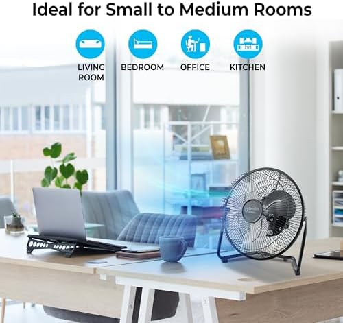 12" 3-Speed Low-Profile Desk & Floor Fan, alternate view 4