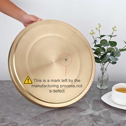 12.5" Gold Round Serving Tray, Double Wall Stainless Steel in Gold-12.5" Round, alternate view 5