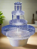 12.5" Lighted Wedding Cake Water Fountain - Clear 3-Tier Decorative Cake Centerpiece Fountain, 10" Wide, Plug-in