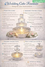 12.5" Lighted Wedding Cake Water Fountain - Clear 3-Tier Decorative Cake Centerpiece Fountain, 10" Wide, Plug-in, alternate