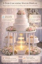 12.5" Lighted Wedding Cake Water Fountain - Clear 3-Tier Decorative Cake Centerpiece Fountain, 10" Wide, Plug-in, alternate