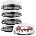 12" [5 Pack] Round Cake Pies Carriers, Black Serving Tray with Clear Lid, Disposable Cake Containers with Dome
