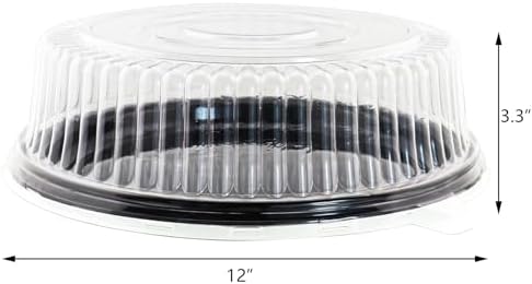12" [5 Pack] Round Cake Pies Carriers, Black Serving Tray with Clear Lid, Disposable Cake Containers with Dome, alternate