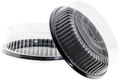 12" [5 Pack] Round Cake Pies Carriers, Black Serving Tray with Clear Lid, Disposable Cake Containers with Dome, alternate