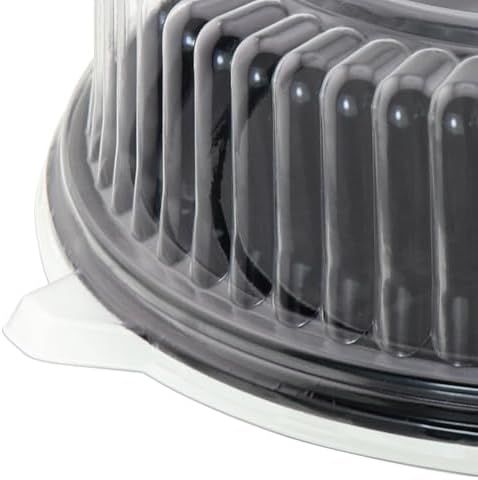 12" [5 Pack] Round Cake Pies Carriers, Black Serving Tray with Clear Lid, Disposable Cake Containers with Dome, alternate