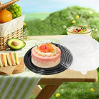 12" [5 Pack] Round Cake Pies Carriers, Black Serving Tray with Clear Lid, Disposable Cake Containers with Dome, alternate