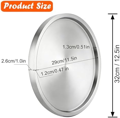 12.5" Silver Round Serving Tray, Double Wall Stainless Steel in Silver-12.5" Round, alternate view 3