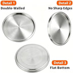 12.5" Silver Round Serving Tray, Double Wall Stainless Steel in Silver-12.5" Round, alternate view 4