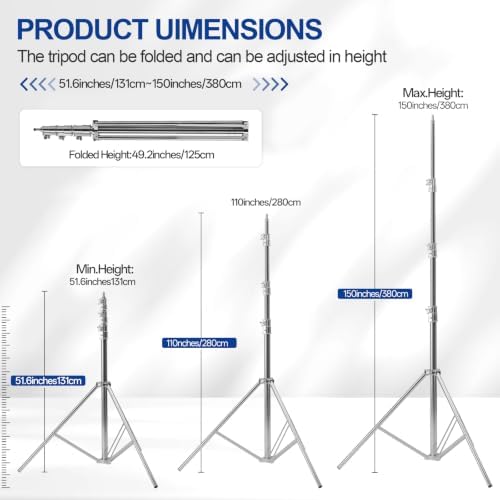 12.5ft Light Stand Stainless Steel for Photography Video Studio, alternate view 4