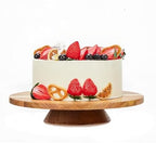 12" Acacia Wood Revolving Cake Stand, 2" High Turntable for Cake in Acacia Wood