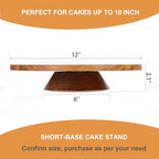 12" Acacia Wood Revolving Cake Stand, 2" High Turntable for Cake in Acacia Wood, alternate view 3