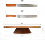 12" Acacia Wood Revolving Cake Stand, Wooden Rotating Display Stand for Cake in Natural Wood, alternate view 3