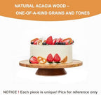 12" Acacia Wood Revolving Cake Stand, Wooden Rotating Display Stand for Cake in Natural Wood, alternate view 5
