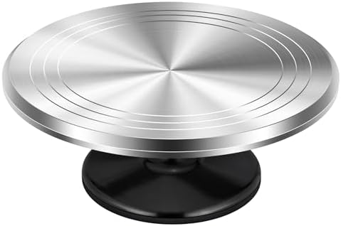 12" Black Aluminum Alloy Cake Turntable, Cake Stand for Decorating in Black