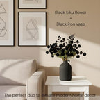 12 Black Artificial Flowers & Eucalyptus Long Stems, Halloween Decor, alternate view 2