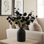 12 Black Artificial Flowers & Eucalyptus Long Stems, Halloween Decor, alternate view 5