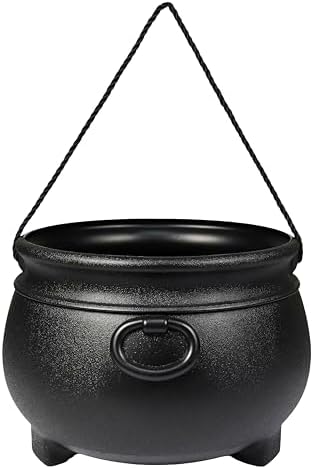 12" Black Cauldron - Large Plastic St. Patrick's Day Pot of Gold Coin Party Bucket Decor - Halloween Witch