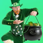 12" Black Cauldron - Large Plastic St. Patrick's Day Pot of Gold Coin Party Bucket Decor - Halloween Witch, alternate view 2