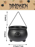 12" Black Cauldron - Large Plastic St. Patrick's Day Pot of Gold Coin Party Bucket Decor - Halloween Witch, alternate view 3