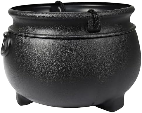 12" Black Cauldron - Large Plastic St. Patrick's Day Pot of Gold Coin Party Bucket Decor - Halloween Witch, alternate view 5