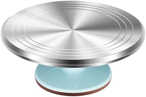 12" Blue Aluminum Alloy Cake Turntable, Cake Stand for Decorating in Blue