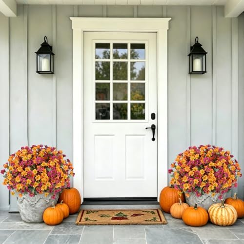12 Bundles Fall Flowers Artificial, UV Resistant Faux Mums for Outdoors, alternate view 3