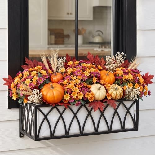 12 Bundles Fall Flowers Artificial, UV Resistant Faux Mums for Outdoors, alternate view 4