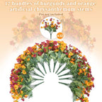 12 Bundles Fall Flowers Artificial, UV Resistant Faux Mums for Outdoors, alternate view 5