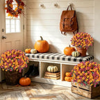 12 Bundles Fall Flowers Artificial, UV Resistant Faux Mums for Outdoors, alternate view 7
