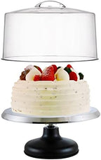 12" Cast Iron Base with Silicone Bottom for Steady Grip Swivel Cake Stand Set with Acrylic Cover and Pie Spatula
