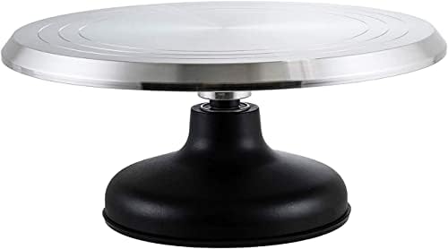 12" Cast Iron Base with Silicone Bottom for Steady Grip Swivel Cake Stand Set with Acrylic Cover and Pie Spatula, alternate