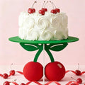 12" Cherry Cake Stand, Red Green Cherry Themed Party Decorations in Red and Green