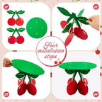 12" Cherry Cake Stand, Red Green Cherry Themed Party Decorations in Red and Green, alternate view 3