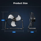 12" Comfort Zone Cradle Floor Fan, 3-Speed High Velocity,360°Adjustable Tilt, Home Bedroom Office, 1 Pack, alternate view 2