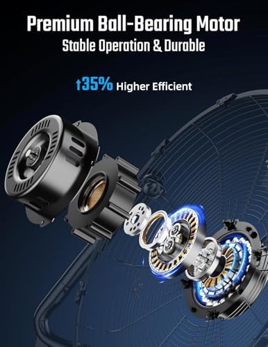 12" Comfort Zone Cradle Floor Fan, 3-Speed High Velocity,360°Adjustable Tilt, Home Bedroom Office, 1 Pack, alternate view 4