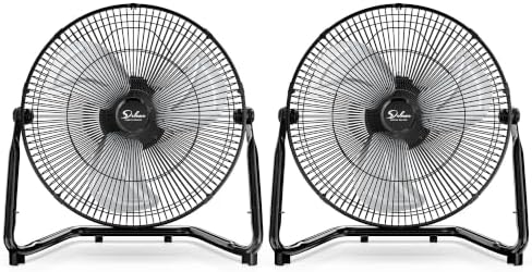 12" Comfort Zone Cradle Floor Fan, 3-Speed High Velocity,360°Adjustable Tilt, Home Bedroom Office, 2 Pack