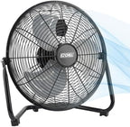 12” Cradle Floor Fan, 3 Speed, High Velocity, 180 Degree Adjustable Tilt, All-Metal, Carry Handle, Rubber Feet