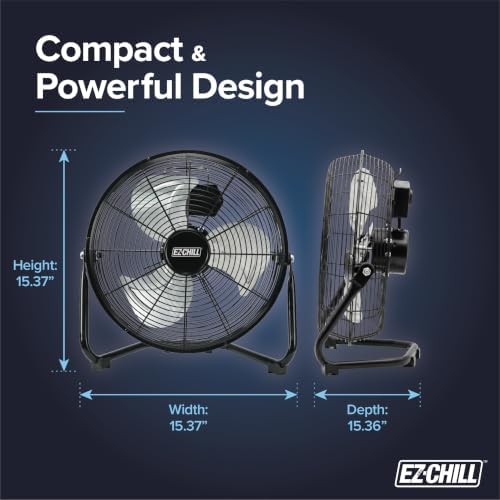 12” Cradle Floor Fan, 3 Speed, High Velocity, 180 Degree Adjustable Tilt, All-Metal, Carry Handle, Rubber Feet, alternate