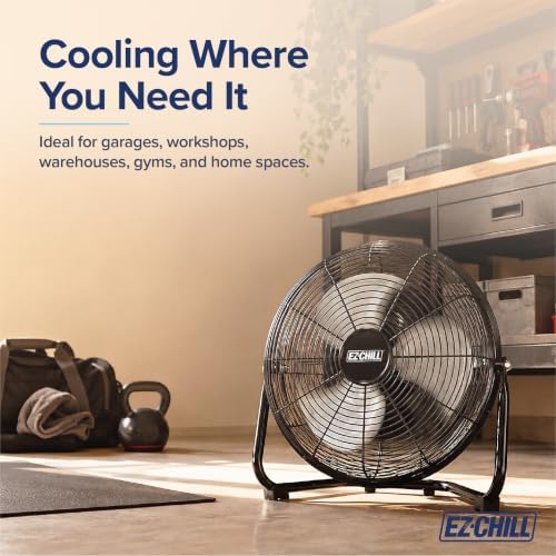 12” Cradle Floor Fan, 3 Speed, High Velocity, 180 Degree Adjustable Tilt, All-Metal, Carry Handle, Rubber Feet, alternate