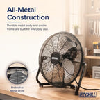 12” Cradle Floor Fan, 3 Speed, High Velocity, 180 Degree Adjustable Tilt, All-Metal, Carry Handle, Rubber Feet, alternate