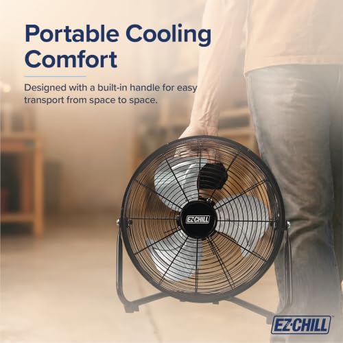 12” Cradle Floor Fan, 3 Speed, High Velocity, 180 Degree Adjustable Tilt, All-Metal, Carry Handle, Rubber Feet, alternate
