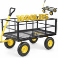 12 Cu Ft Steel Garden Cart, 1600 lb Capacity, Towable Handle