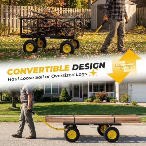 12 Cu Ft Steel Garden Cart, 1600 lb Capacity, Towable Handle, alternate view 5